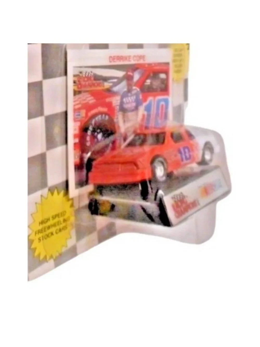 Vintage Racing Champions Die Cast NASCAR Stock Car Derrick Cope 10 Card Stand